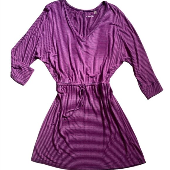 Caslon Striped V-Neck Tee-Shirt Dress Sz S Blue & Pink 120R - Picture 5 of 10